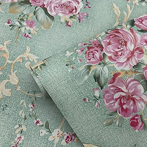 Papel Tapiz - Green Floral Peel And Stick Wallpaper Vintag