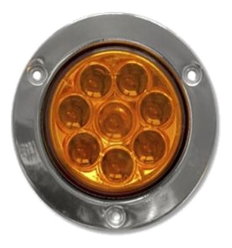 Plafon Ambar 2 1/2in 8 Leds 12v Y 24v Base Acero Inoxidable