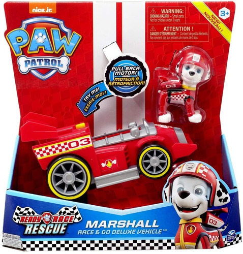 Muñeco Paw Patrol Marshall Race Figura Y Vehiculo Con Sonido