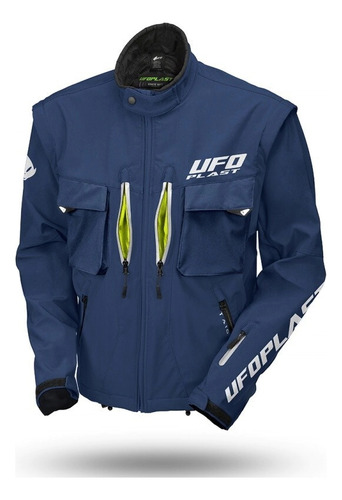 Campera Enduro Ufo Taiga C/ Protecciones Chaleco Desmontable Azul Liso L