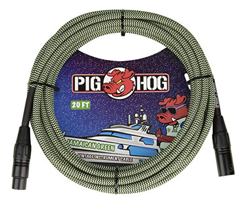 Cable Micrófono Pig Hog 20 Pies Xlr Verde Jamaicano