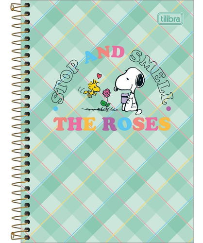 Caderno Espiral Snoopy Roses Capa Dura 1 Matéria 80 Folhas