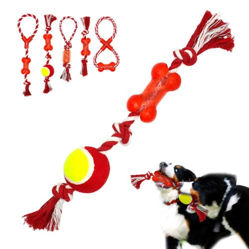 5pcs/lot Interactivo Perro Trenzada Cuerda Durable Bola De H