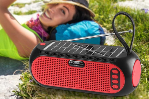 Imagen 4 de 4 de Parlante Solar Radio Fm Bluetooth Usb Micro Sd Linterna
