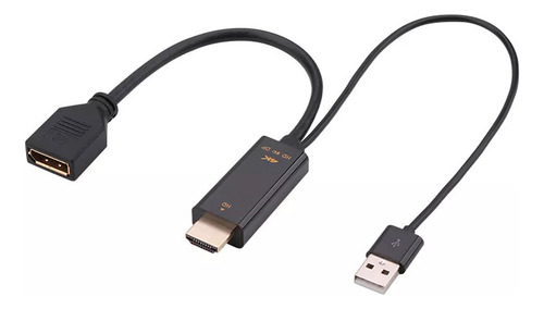 Adaptador Hdmi Com Usb 2.0 Para Displayport 4k Full Hd 1080p