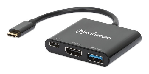 Docking Usb-c 3-en-1 Manhattan 130622 A Hdmi, Usb-a Y Pd