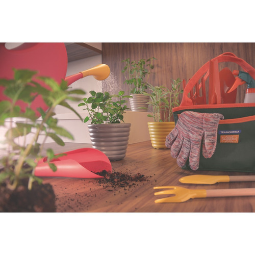 Imagen 3 de 7 de Kit Set Jardineria Guantes Bolso Palitas 14 Pzas Tramontina