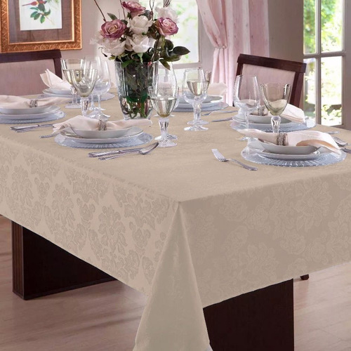 Imagem 1 de 2 de Toalha De Mesa Jacquard 4 Lugares | Admirare Champagne