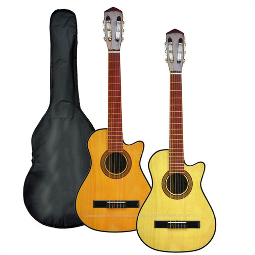Imagen 7 de 10 de Guitarra Criolla Con Corte Mediana 3/4 Niño O Viajero Funda