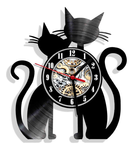 Reloj De Pared Gatos Ref.01 Elaborado En Disco Lp