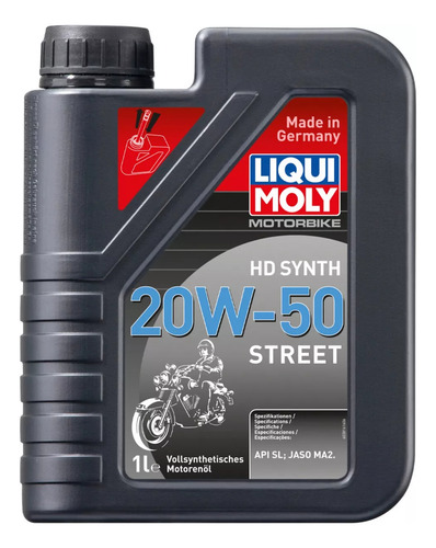 Aceite 20w50 Hd Sintetico Sn Plus/ma2 1l Moto 4t Liqui Moly
