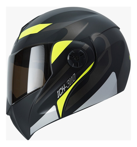 Casco Abatible Ich-3110 Remak Negro Mate Amarillo N Visor Sm