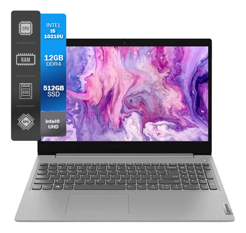 Notebook Lenovo I5 10210u 12gb 512gb 15.6p Ip3 (81wb01f0ar)
