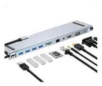 Comprar Hub Usb C, Estación De Acoplamiento Adaptador 11 En 1 Con Hdmi 4k, Vga, Tipo C, 87w Pd, Usb 3.0 De 5 Gbps, Ethernet Rj45, Lector De Tarjetas Sd\u002Ftf, Aux De 0.138 In, Compatible Con Macbook Pro\u002Fair