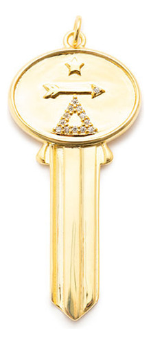 Dije Carmín Key De Plata 925 Con Baño Dorado Ss