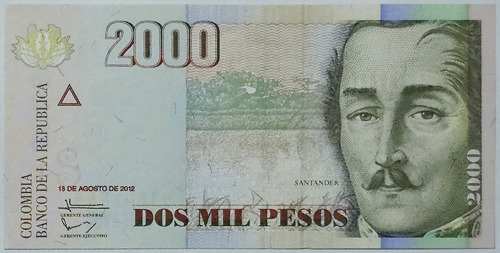 Billete 2000 Pesos 18/ago/2012 Colombia Unc