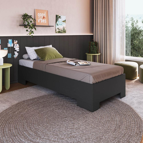 Cama Solteiro Box Com Estrado Cx1080 190x80cm Grafite