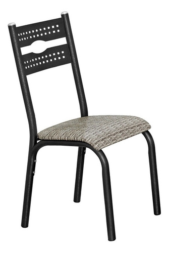 Conjunto De 2 Cadeiras Luna Tubo Craqueado - Ciplafe Cor da estrutura da cadeira Preto Cor do assento Junco Mateiga Desenho do tecido Junco Mateiga