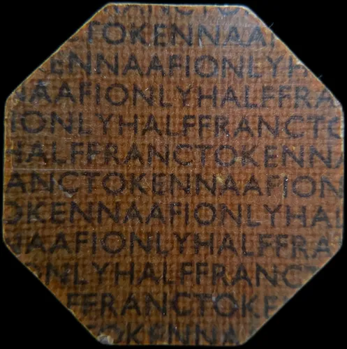 Ficha Gran Bretaña. Ficha Militar Naafi 1/2 Franc, 1944-1950 (Usado)