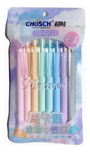 Canetas de gel de cor pastel com letras em preto e branco, tinta de 0,6 mm, várias cores, cores externas, várias cores