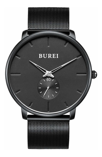 Reloj Hombre Burei Hh-6024w-13 Cuarzo 41mm Pulso Negro