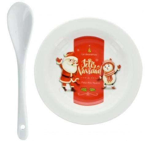 Taza Y Plato 300 Ml Navideño Ceramica