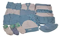 Comprar Combo De Prendas De Bebe Ajuar Nacimiento 17 Prendas Celeste
