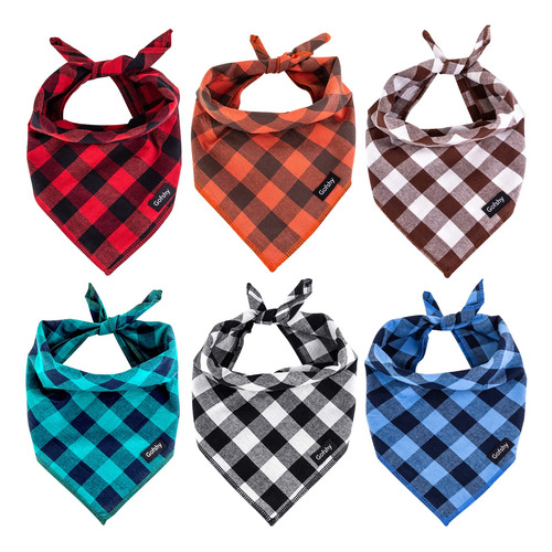 Juego De 6 Pañuelos Para Perros Gofshy Buffalo Plaid Otoño-n