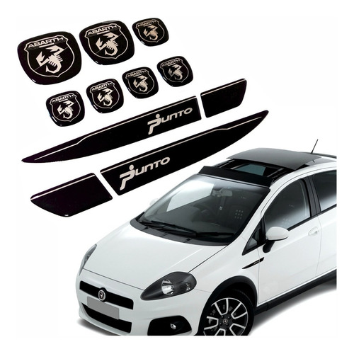 Kit 9 Adesivos Emblema Fiat Abarth Punto 2008/2016 Res41