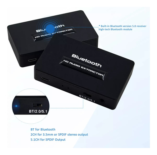 Extractor De Audio Bluetooth Hdmi Conector Bluetooth V5.0 4