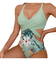 Comprar Bikini Sexy Con Cordones Huecos Estampado E Swimsuit Para Mu