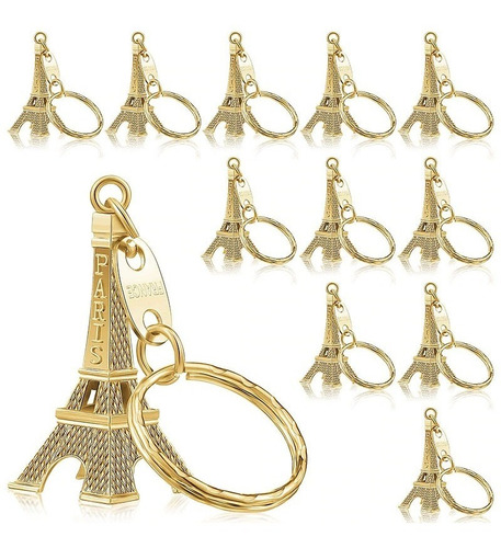 Imagen 8 de 8 de 2 Llaveros Torre Eiffel 5cm Alto - Dorado Y Plateado - D816
