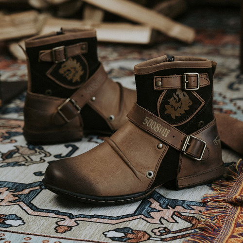 Botas Vaqueras Hombre Vintage Hebilla Metálica Cremaller