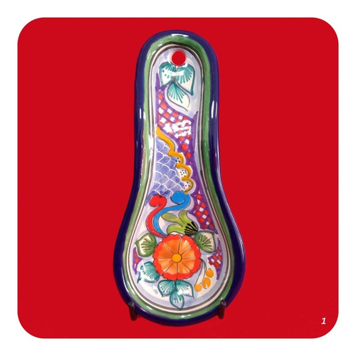 Imagen 1 de 8 de Portacuchara De Talavera Poblana Color Mejor Precio Prc