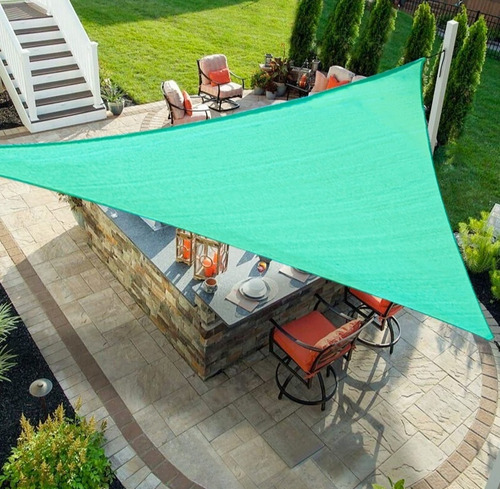 Toldo Triangular Tipo Vela. 4.8x4.8x4.8 Mt. Verde Turquesa