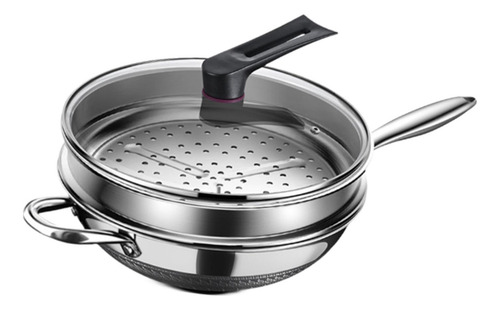 Juego De Sartén Wok De Acero Inoxidable Con Inserto De 34cm