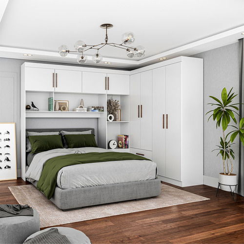 Guarda-roupa Casal Modulado 4 Portas Hercules 4 Portas 4 Gav Cor Branco