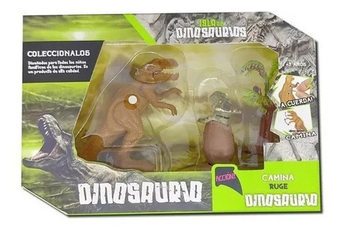 Set Muñecos 2 Dinosaurios Chicos Con Huevo Plástico