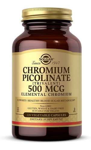 Solgar Chromium Picolinate 500 Mcg 120 Vegetariana Capsules