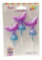 Comprar Set X3 Velas Cola Sirena Adorno Torta Cumple - Darumashop Color Violeta\u002Fceleste Cola De Sirena