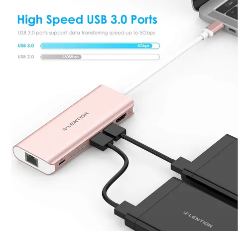 Lention Hub Usb C Con Hdmi 4k Y 2 Usb 3.0