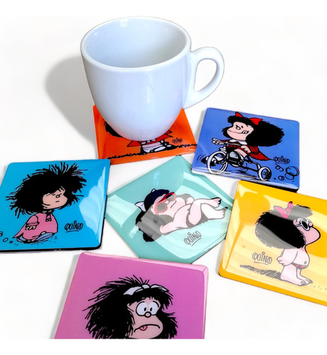 Mafalda Porta Vasos Madera Resina (set X 6 Puestos)