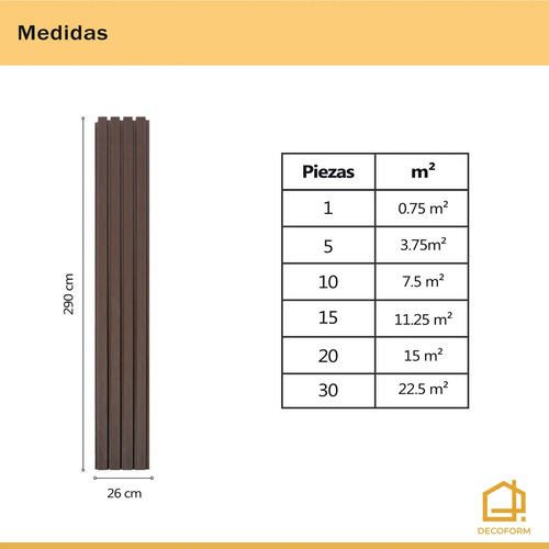 Lambrin Deco Wpc Tipo Madera Estandar Exterior 15 Pz 3.15 M2