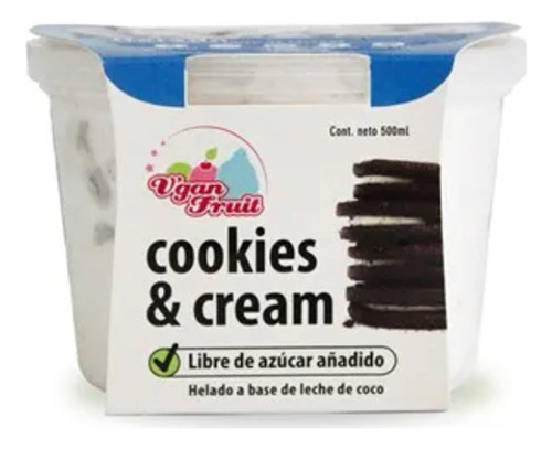Helado Saludable De Cookies And Cream Vegan Fruit 500ml