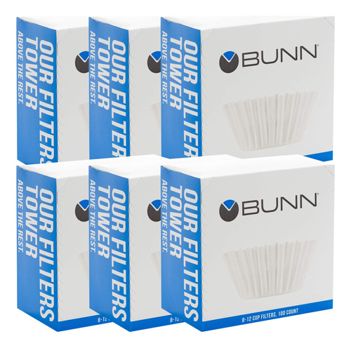 Bunn 8-12 Filtros De Cafe De Taza, 6 Cada Uno, 100ct