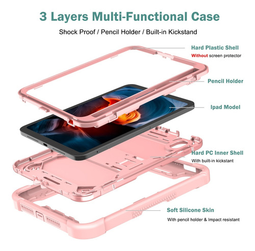 Funda Anti Golpe P/ Ipad Mini 6/7 A17 Pro 8.3'' A2567 A2993 Rose Gold