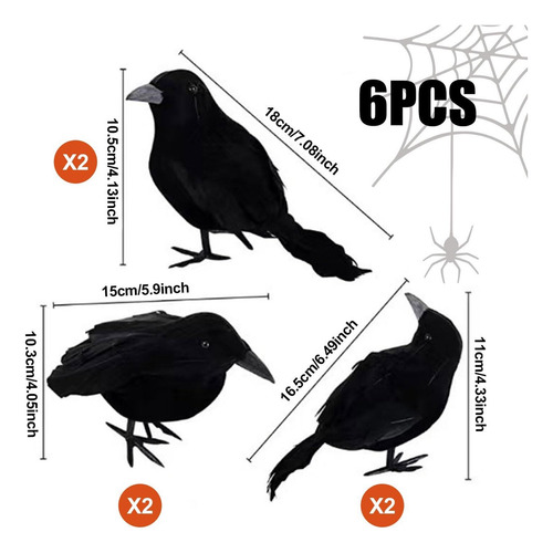 Cuervos Halloween Juego De 6 Piezas, Adornos Halloween,