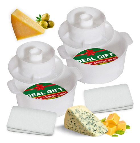 Kit De 2 Moldes Para Hacer Queso Con Pistón Y Gasa