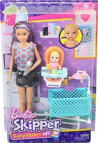 Muñeca Barbie Skipper Y Muñeca Bebé Que Cambia De Color