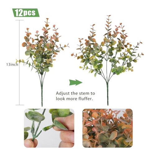 Recutms 12 Paquetes De Arbustos Falsos Plantas Artificiales